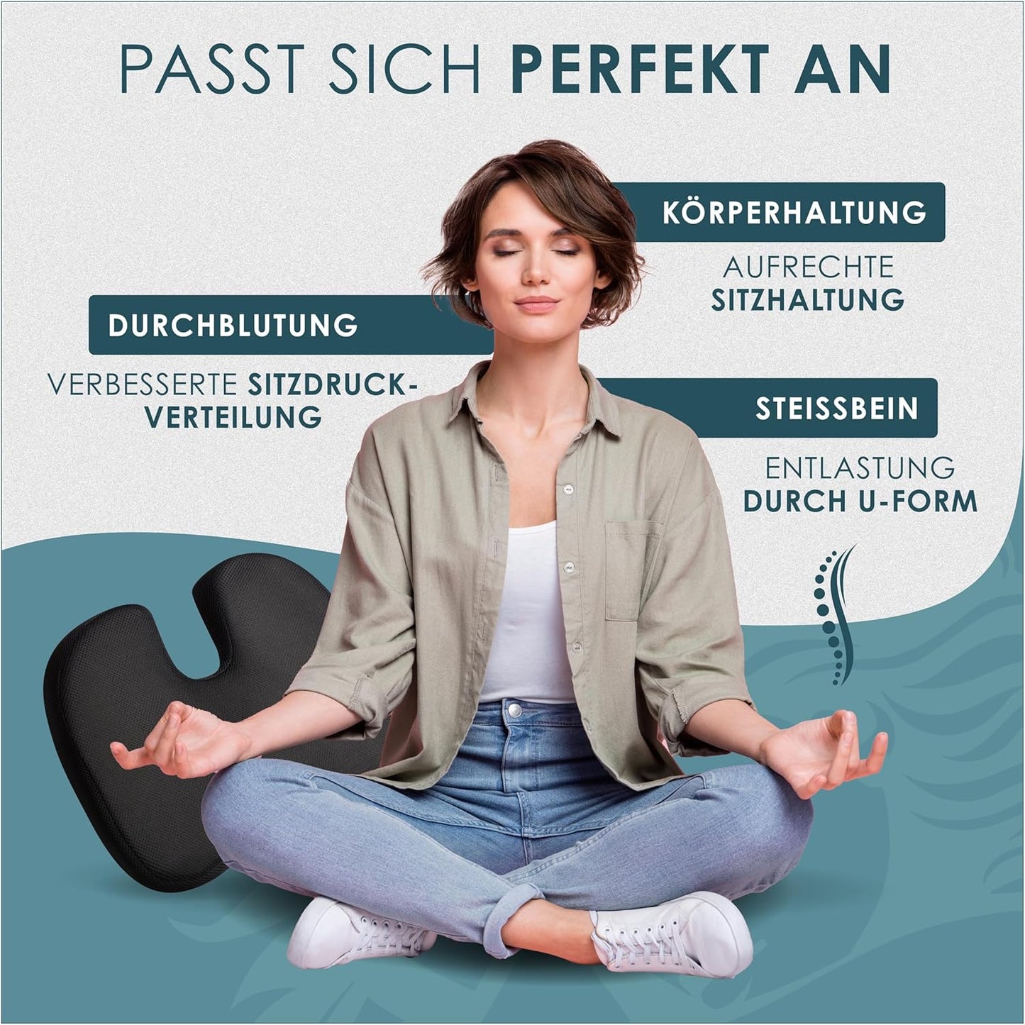 Sitzkissen Orthopädisch Memory Foam – Medium 60–90 Kg