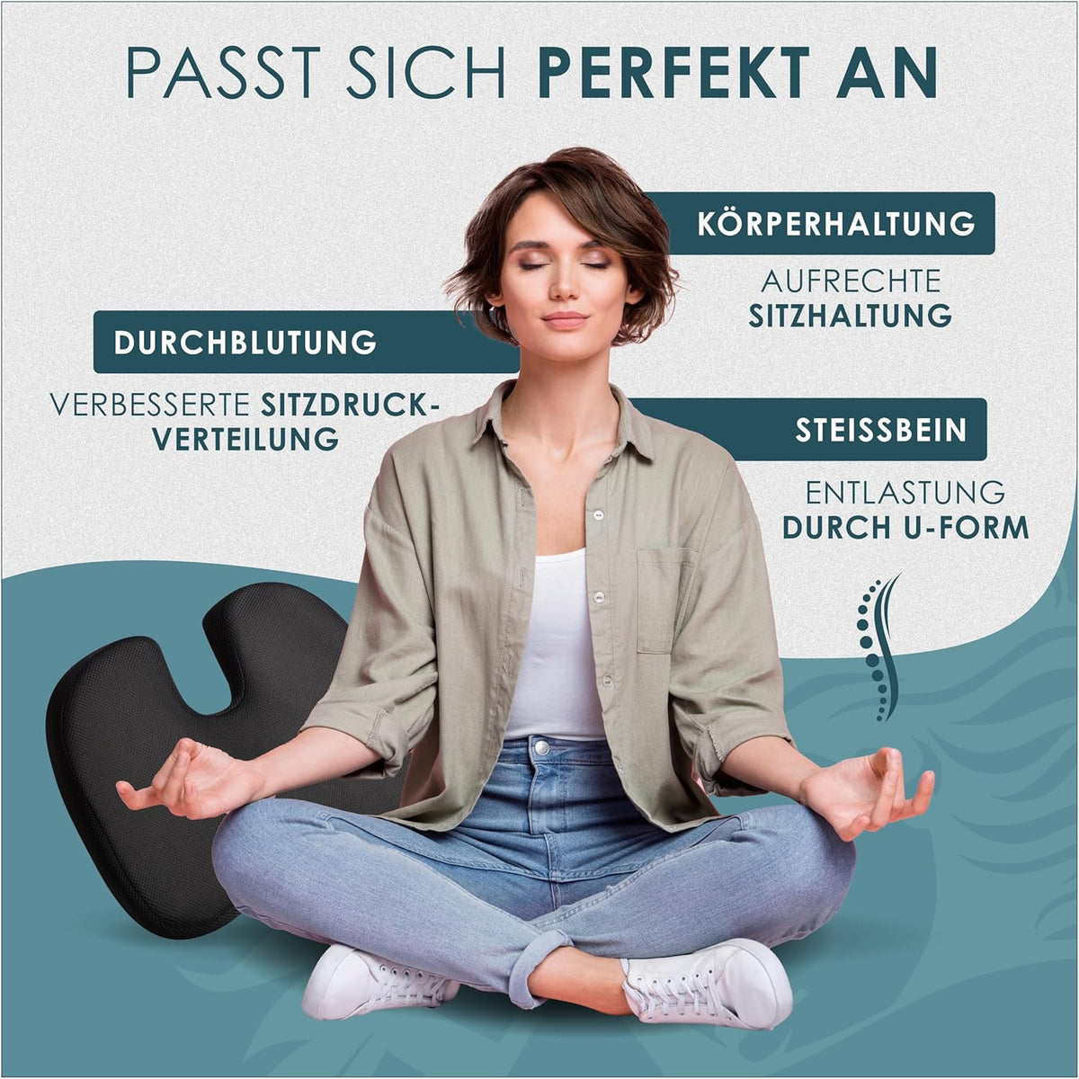 Sitzkissen Orthopädisch Memory Foam – Medium 60–90 Kg